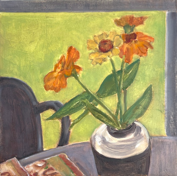 Daisy Craddock - Zinnias on the Back Porch